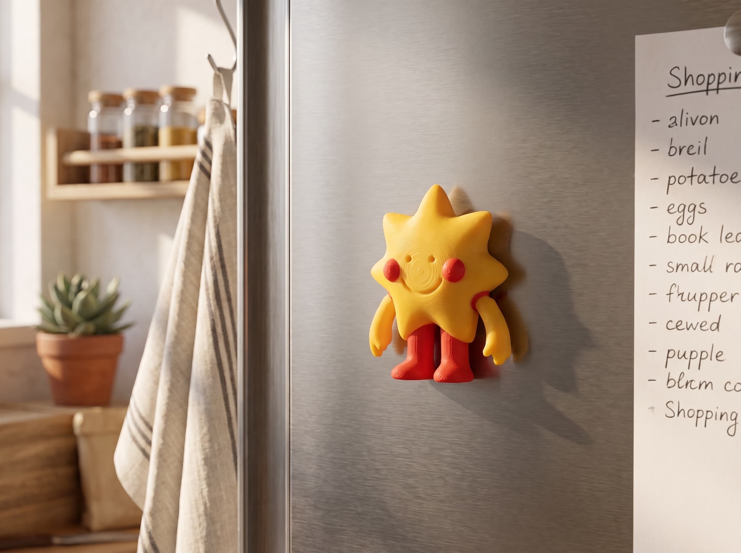 Le relief imprimé en petit format, en magnet sur un frigo